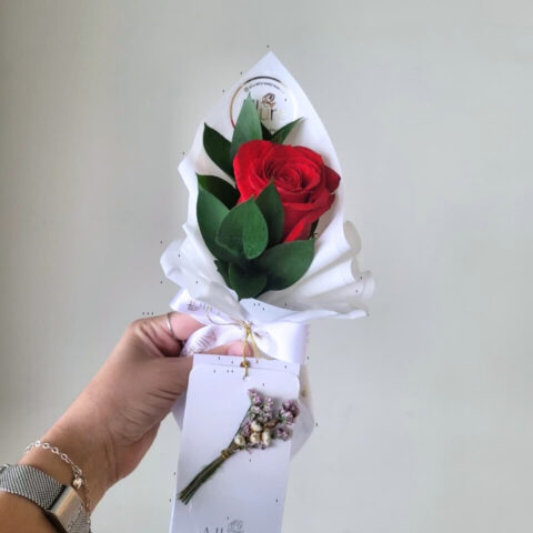 Rosa vermelha única - Rosa vermelha única em papelaria exclusiva Allure