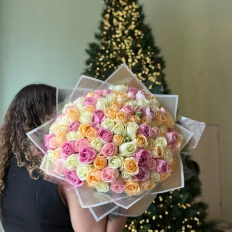 Buquê 200 rosas coloridas - Buquê de 200 rosas coloridas